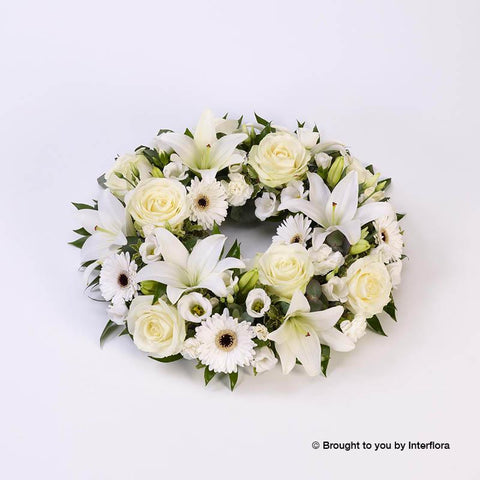 Large Rose & Lily White Wreath