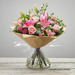 Large Pink Delight New Baby Hand-tied