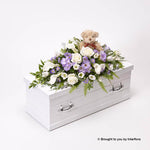 Children's Casket Spray with Teddy Bear - Blue and Lilac