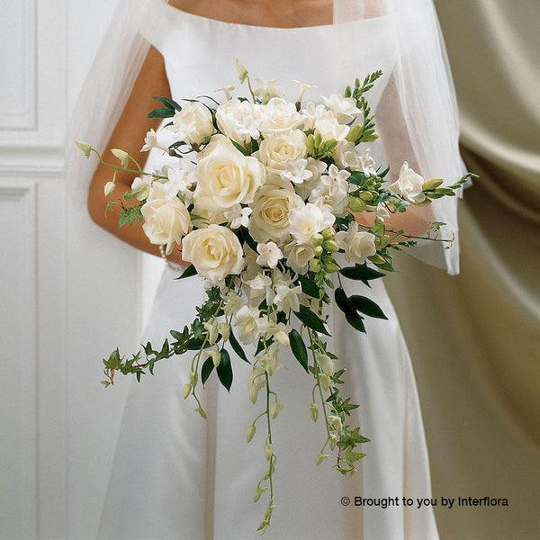 WEDDING BOUQUET Of Ivory Rose, Astromeria, And Lisanthus Silk Flowers - View #12